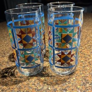 Colorful Geometric Patterned Glasses Set by Libbey